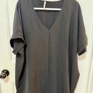 Mittoshop Black V-Neck Short Sleeve Top